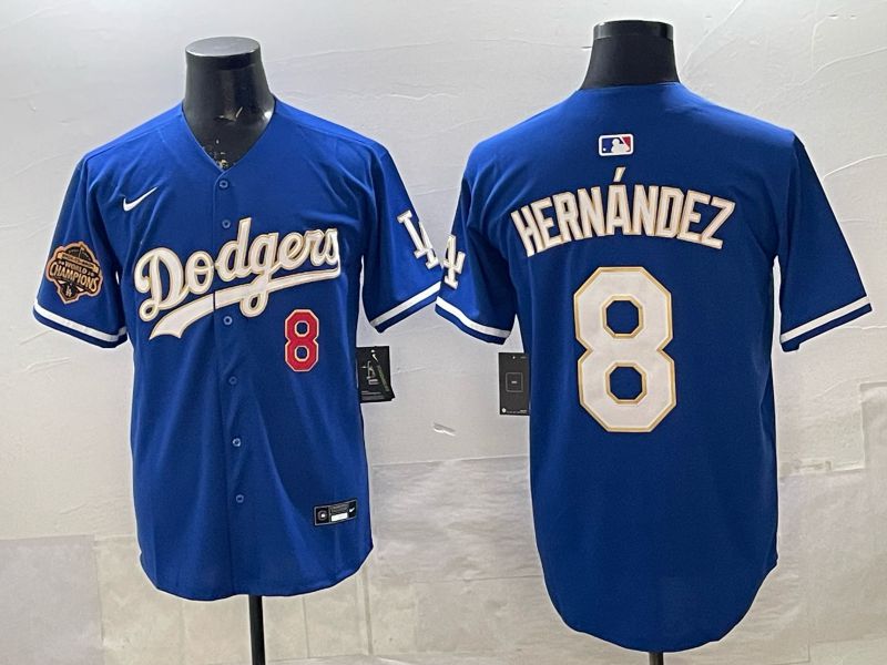 Men Los Angeles Dodgers #8 Hernandez Blue Gold 2026 Nike Game MLB Jersey 004